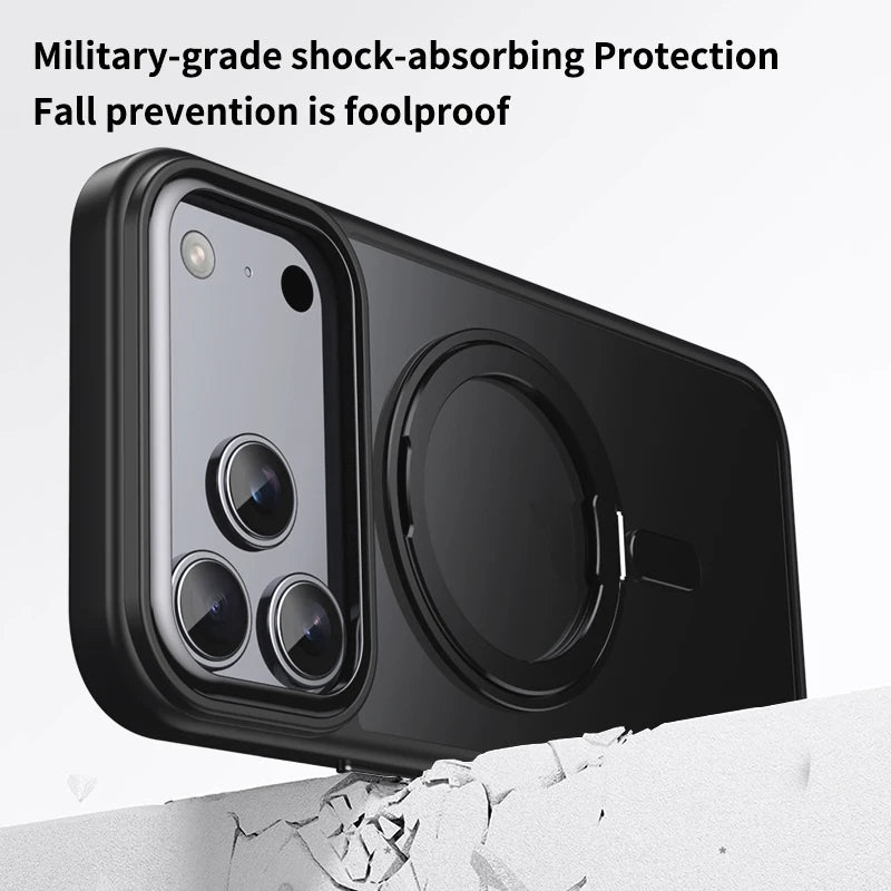MagSafe Compatible Transparent Case with 360° Kickstand for iPhone 17 Series