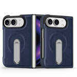 Faux Leather MagSafe Kickstand Case with 360° Rotating Stand for iPhone Duo
