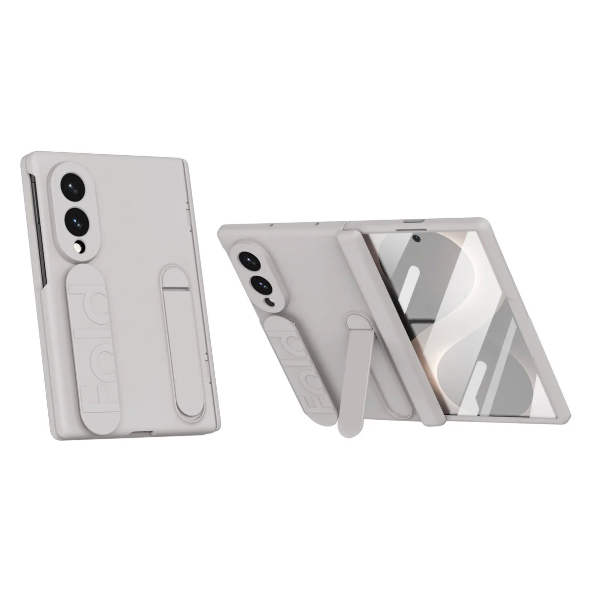 Silicone Wristband Stand Case with Tempered Glass Back for Samsung Galaxy Z Fold 8