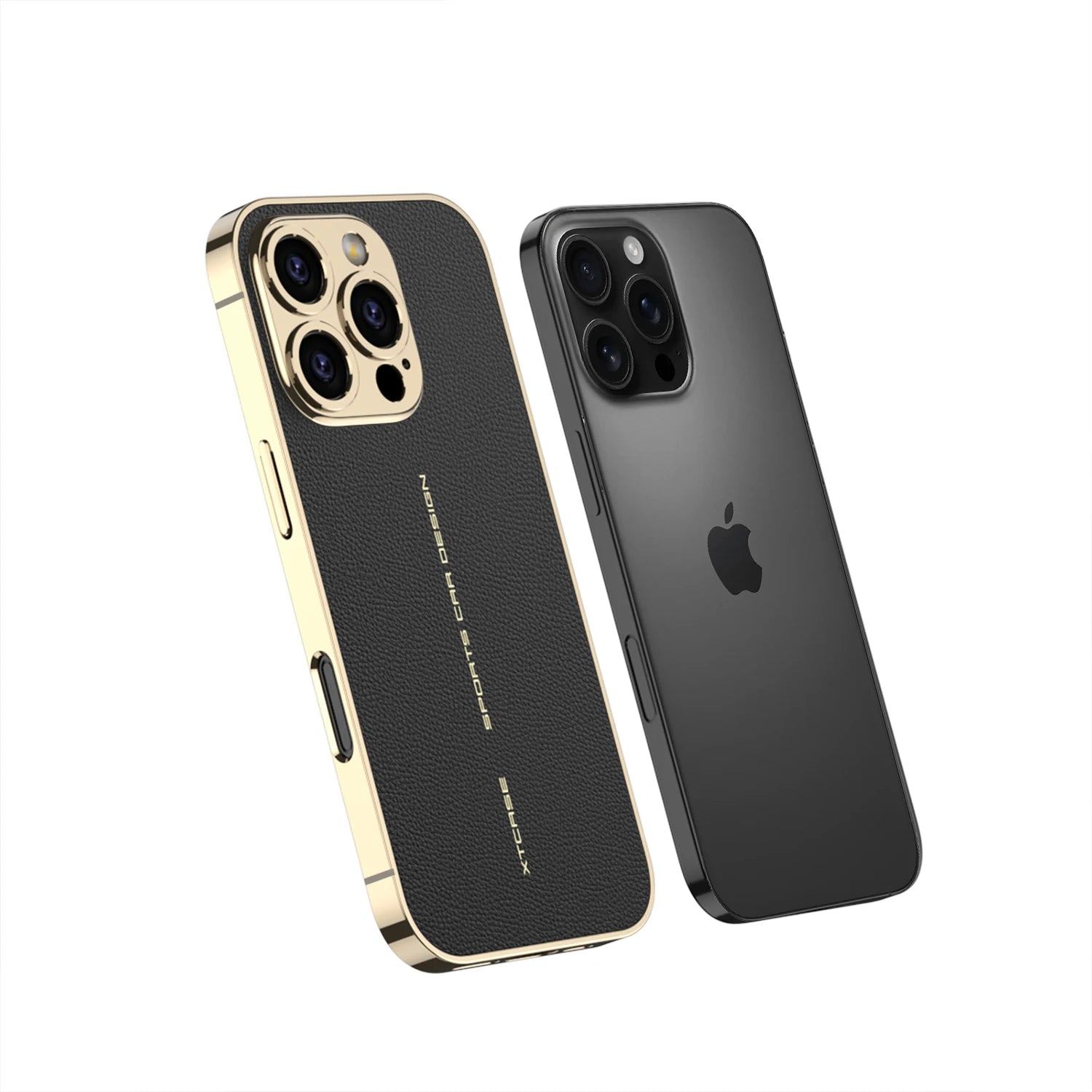 Luxury Plated Leather Shockproof Case with Full Lens Protection for iPhone 16 Series