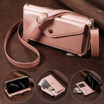 Textured Leather Detachable Wallet Case with Crossbody Strap for iPhone 18 Series