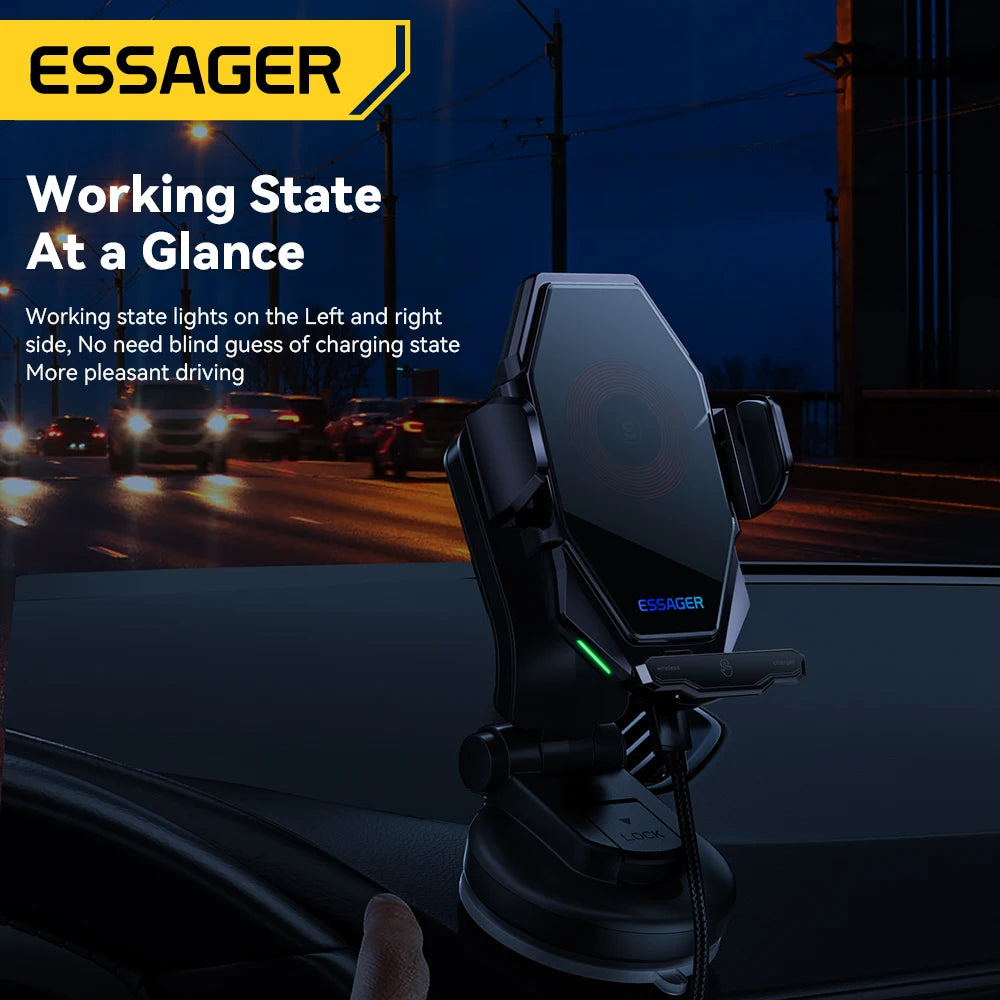 Essager 15W Qi Wireless Car Charger with Dashboard Phone Holder