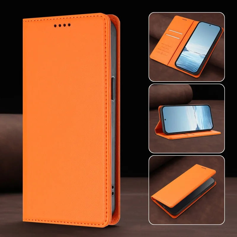 Samsung Galaxy S26 Series Leather Wallet Cover with Magnetic Closure