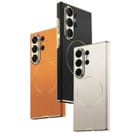 Luxury Electroplated Vegan Leather Magnetic Case for Samsung Galaxy S26 Ultra