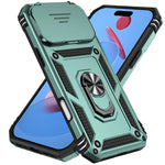 iPhone 17 Series Military-Grade Drop Protection PC+TPU Case with Magnetic Ring and Sliding Lens Protection