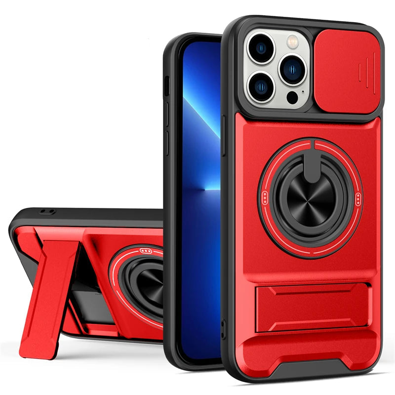 MagSafe Compatible Case for iPhone 16 Series with Rotating Ring and Camera Cover