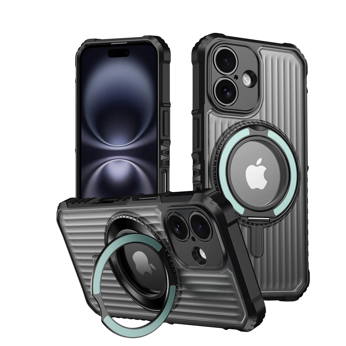 Shockproof Hard Armor MagSafe Case with Alloy Stand for iPhone 16 Series