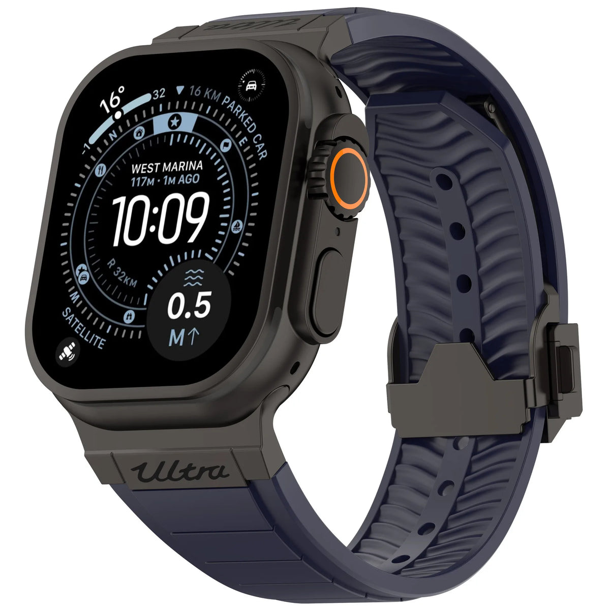 Fluororubber Sport Strap with Double-Press Clasp for Apple Watch