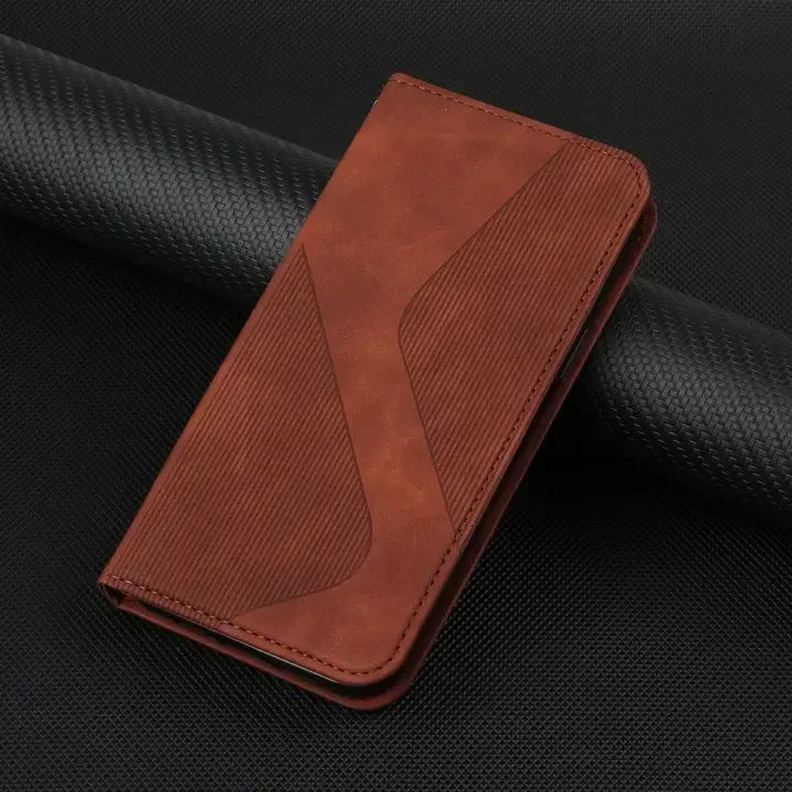 OnePlus 15 Magnetic Flip Wallet Case with Leather Texture