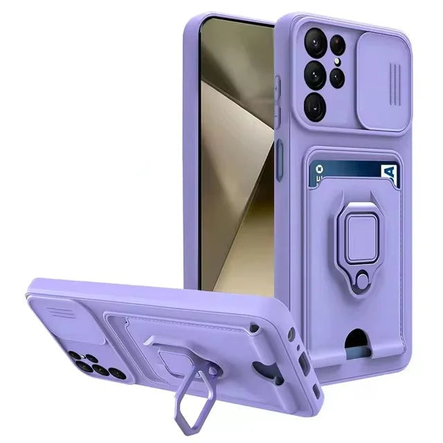 Samsung Galaxy S25 Series Luxury Magnetic Case with Sliding Camera Cover & Ring Holder