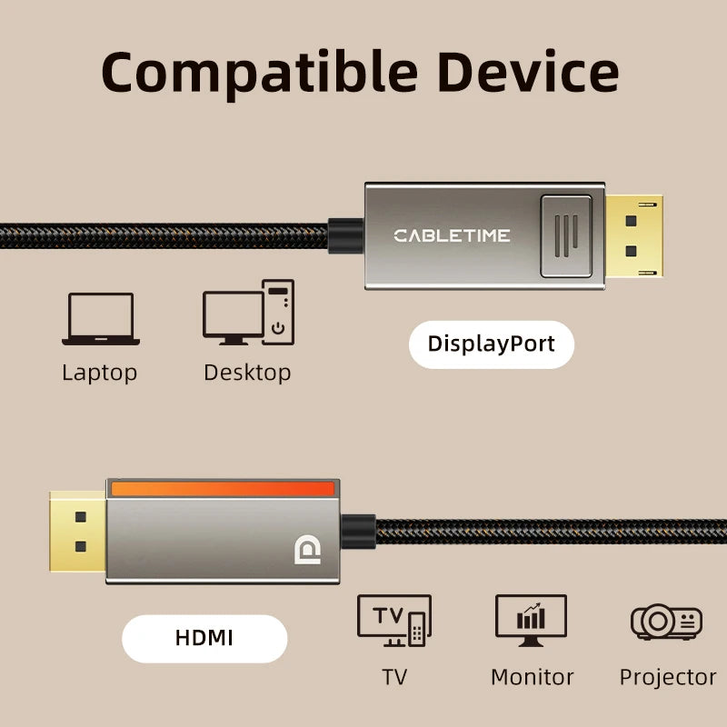 CABLETIME High Speed DisplayPort Cable