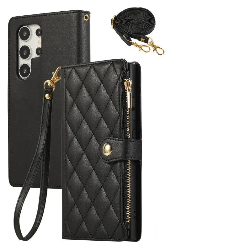 Crossbody Leather Wallet Case for Samsung Galaxy S24 Series
