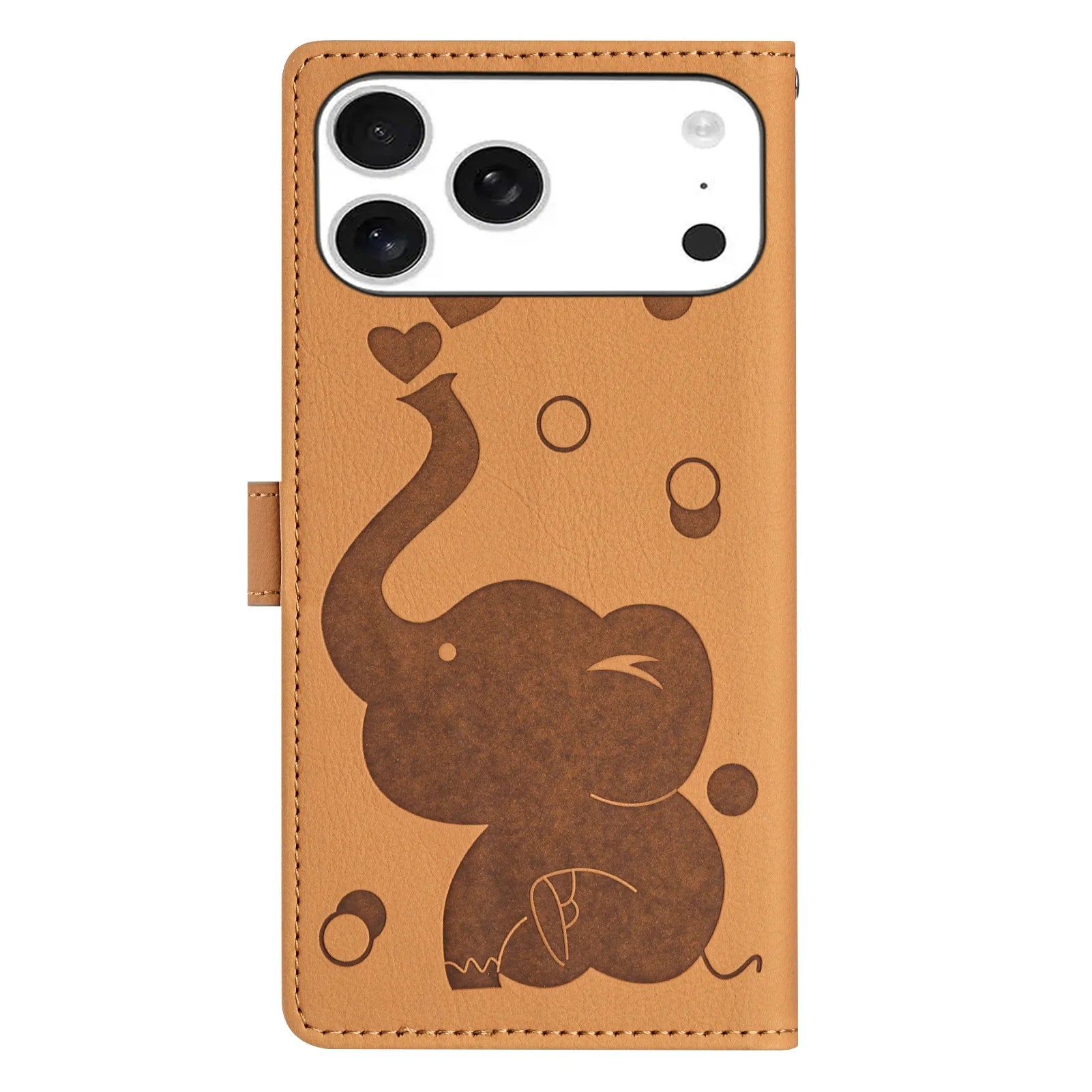 Cartoon Elephant Leather Flip Case with Card Pocket for iPhone 17 Series