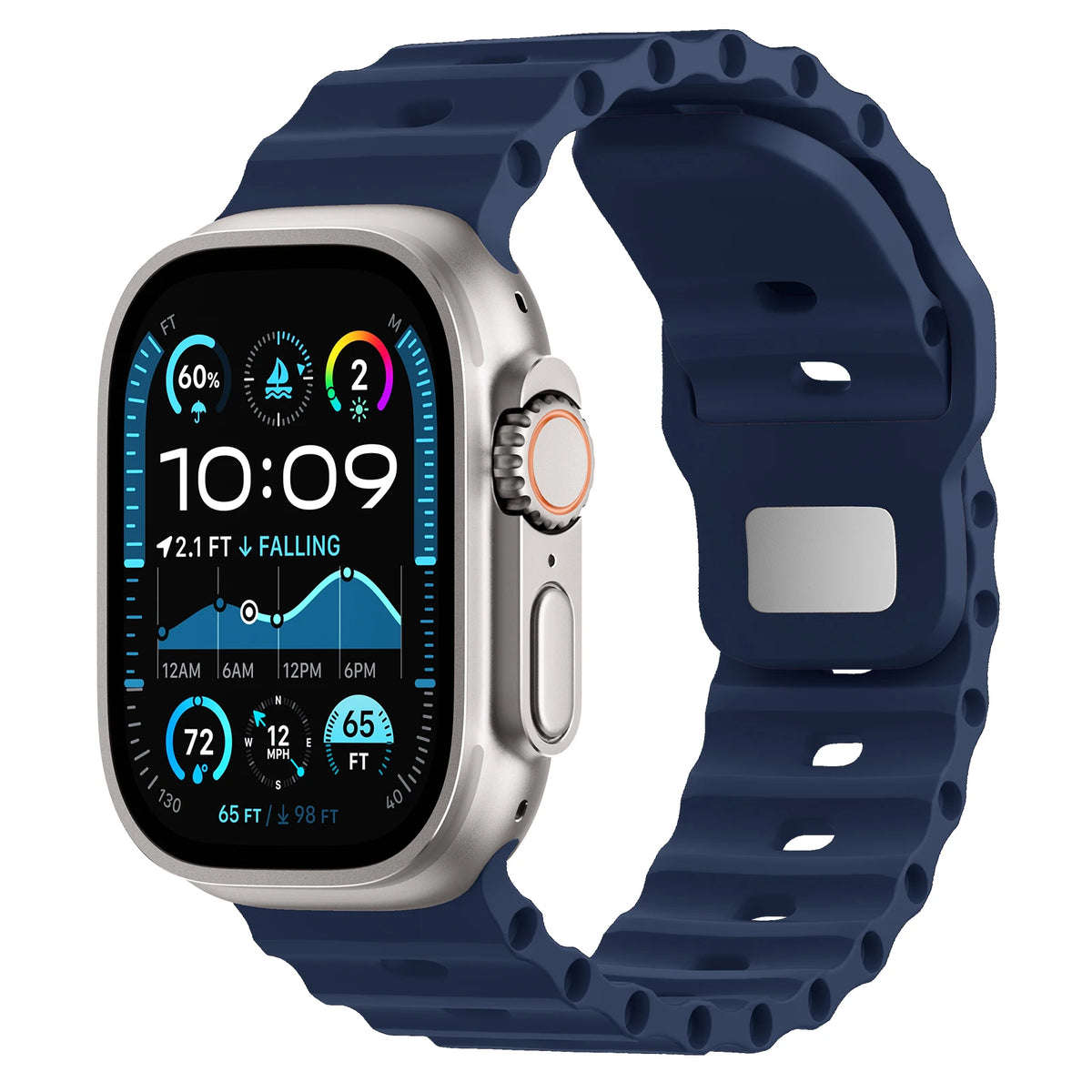 Breathable Perforated Silicone Band with Wave Pattern Grip for Apple Watch