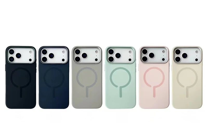 Soft-Touch Liquid Silicone MagSafe Case With Metal Camera Frame for iPhone 17 Series