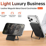 Magnetic Card Holder with Foldable Metal Stand