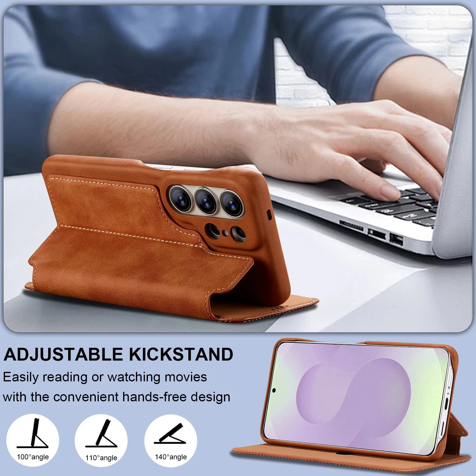 Samsung Galaxy S26 Series Leather Wallet Case with Kickstand