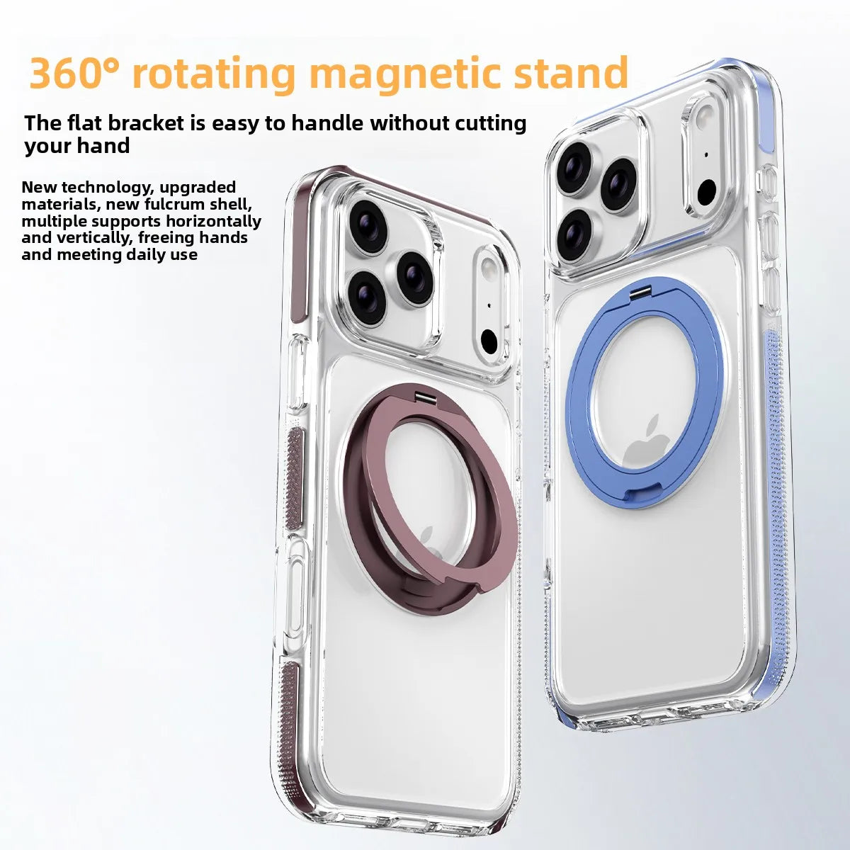 Anti-Yellowing Clear MagSafe Case with Rotating Kickstand for iPhone 17 Series