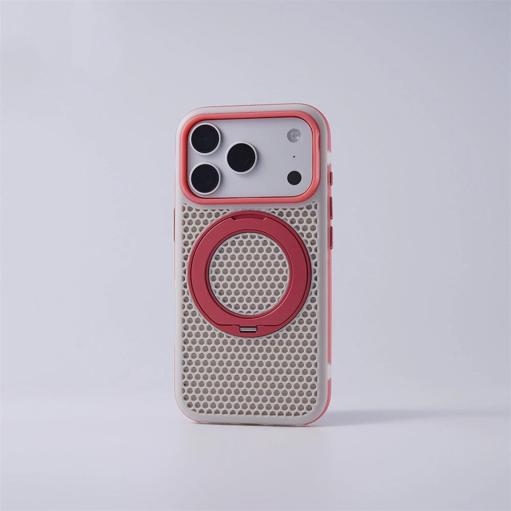 MagSafe Rotating Ring Stand Case with Mesh Back for iPhone 18 Series