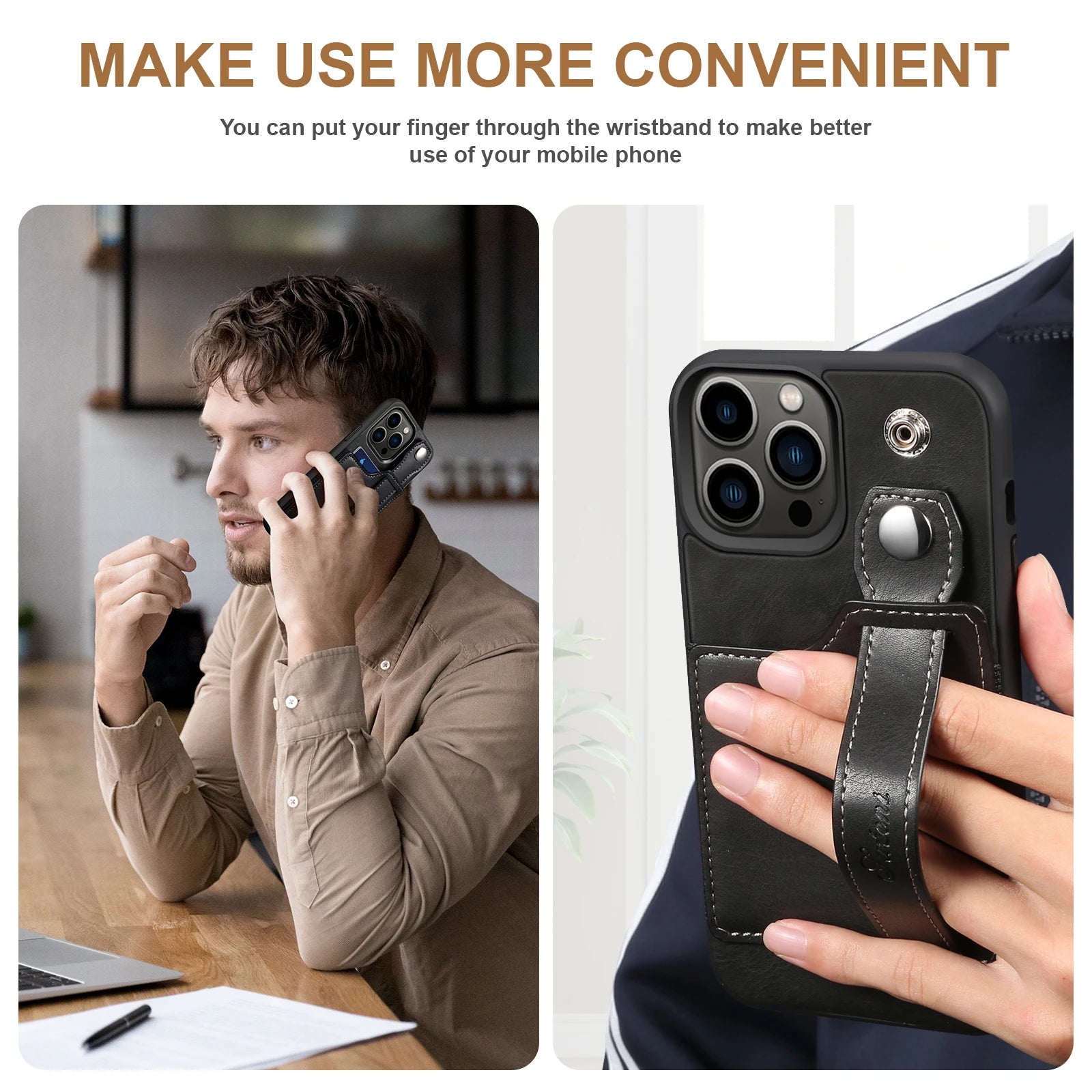 Premium Leather Wallet Case with Card Slot for iPhone 15 Series