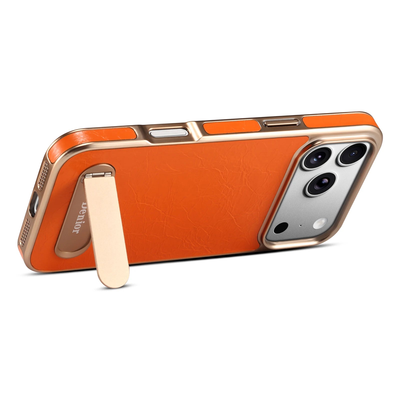 Premium Genuine Leather MagSafe Protective Case with Stand for iPhone 17 Series