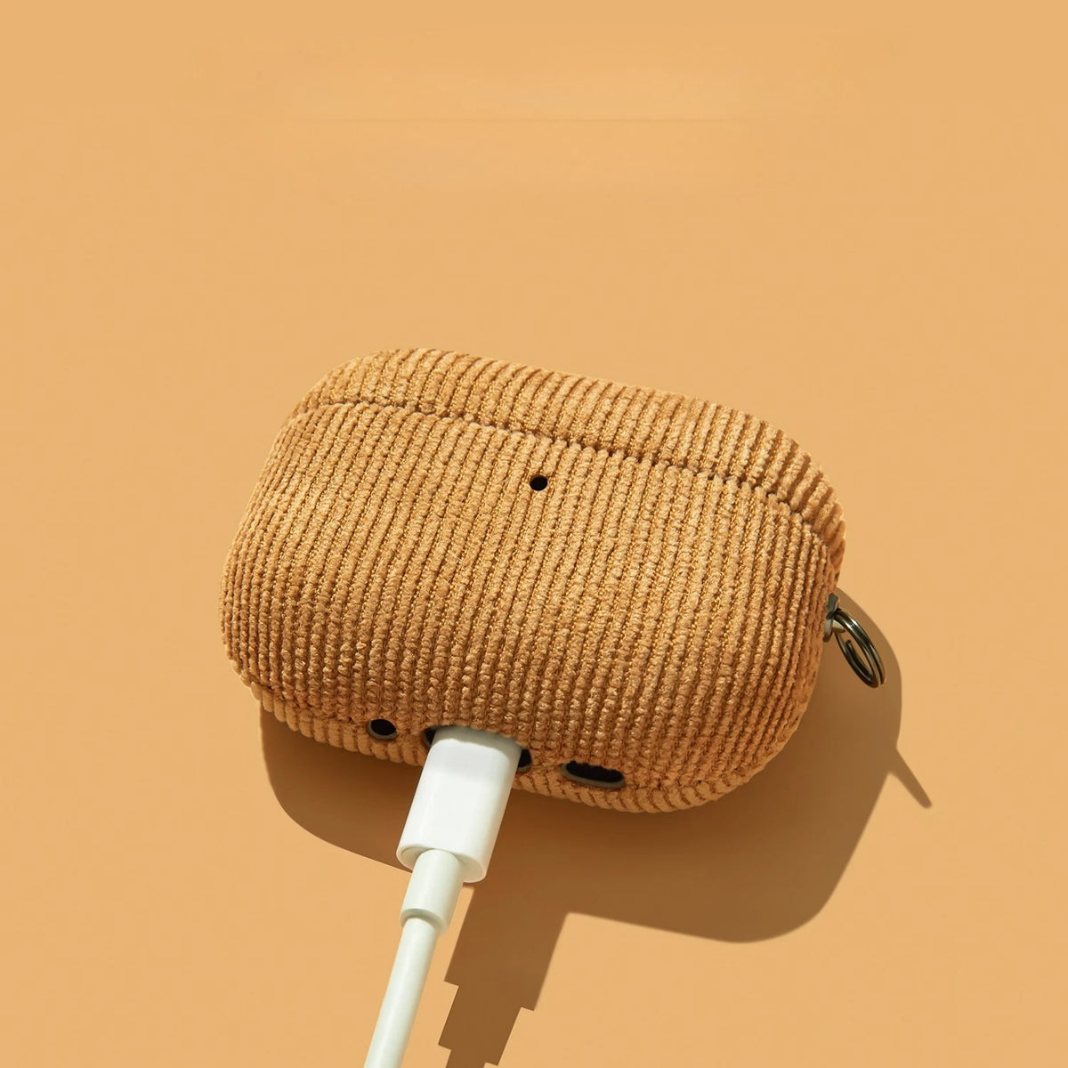 Soft Corduroy Case with Detachable Metal Carabiner for AirPods Pro 3