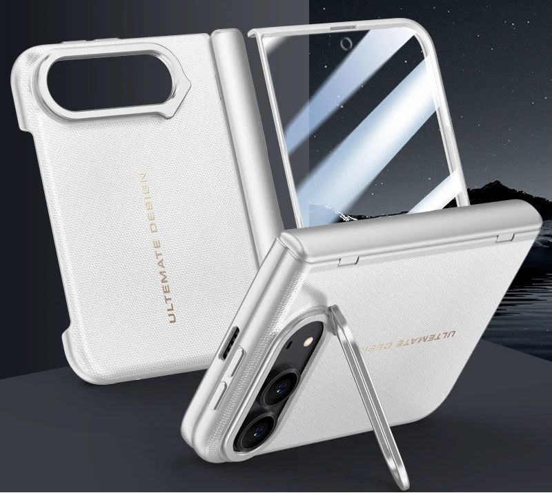 Leather Hinge Protection Case with Integrated Kickstand for iPhone Duo