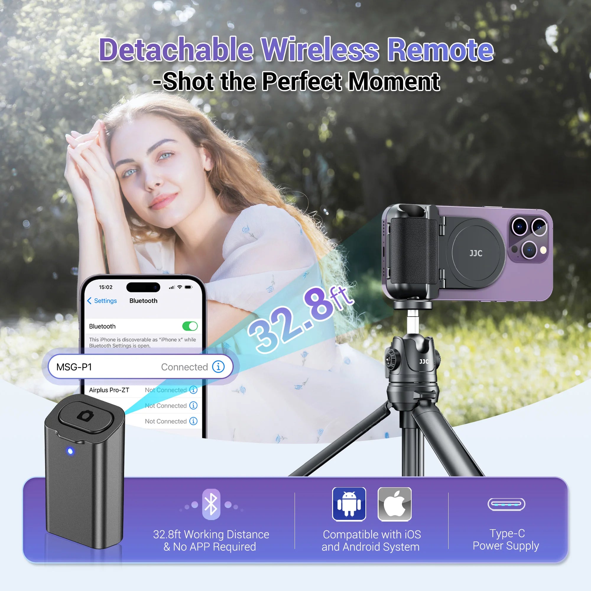 JJC Magnetic Phone Hand Grip with Remote Control