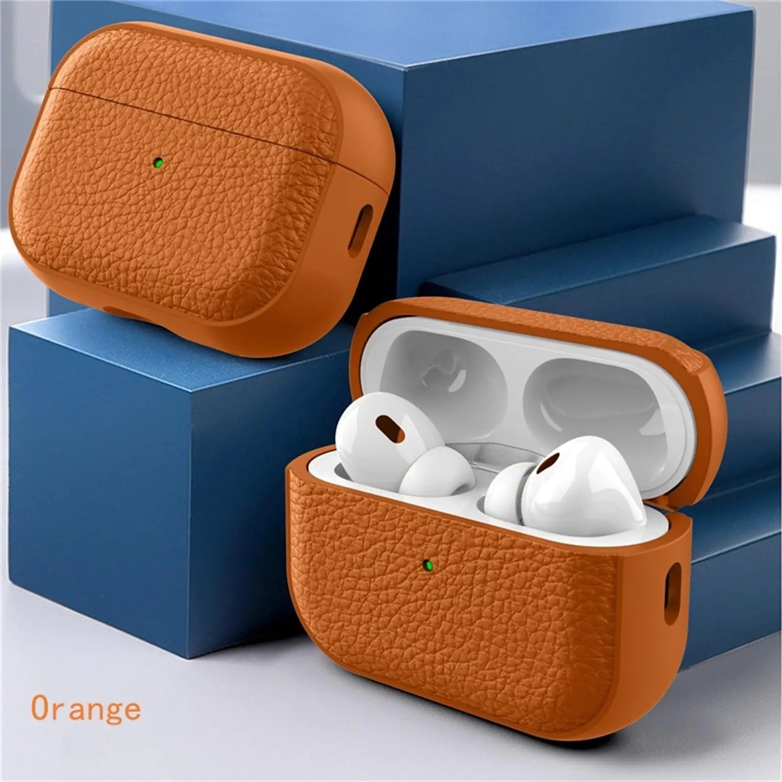 Full-Body Leather Pattern TPU Case with Keychain for AirPods Pro 3