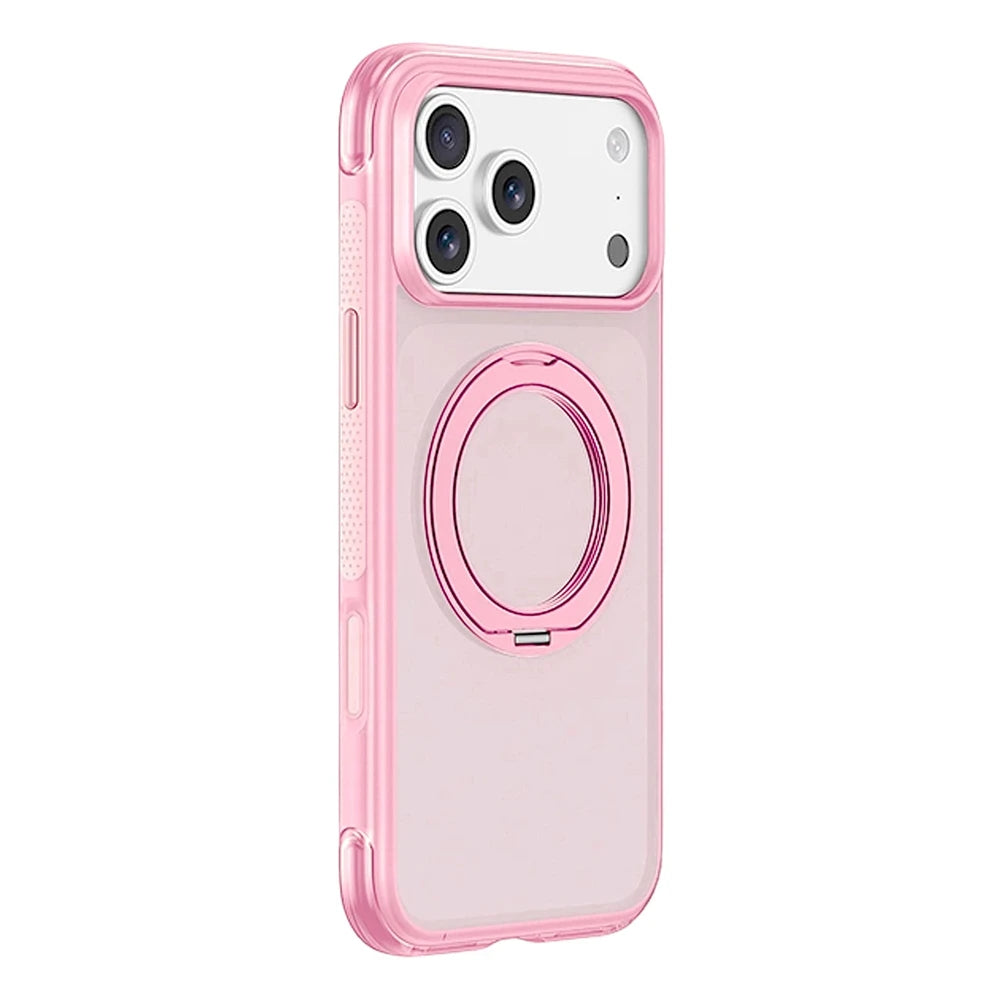 Matte Translucent Bumper Case with 360° Rotating Ring Stand for iPhone 17 Series