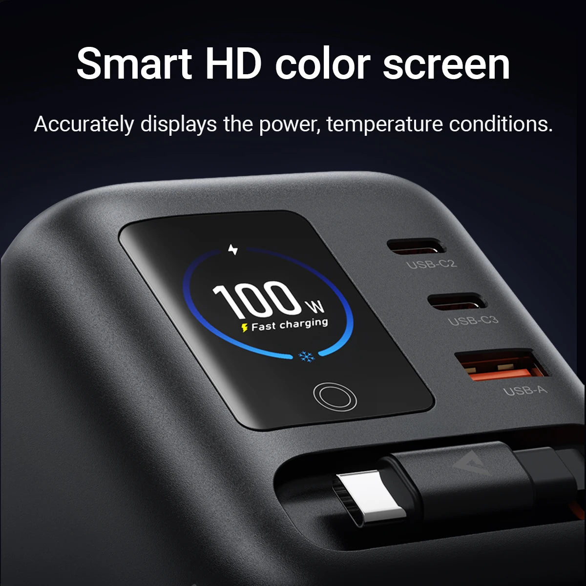 ACEFAST 100W GaN Charger With Retractable USB-C Cable