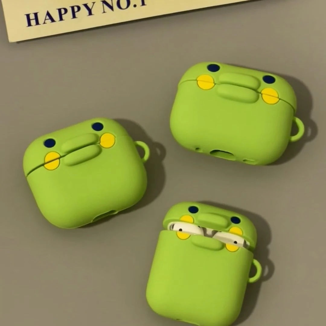 Lime Green Silicone Frog Case with Carabiner for AirPods Pro