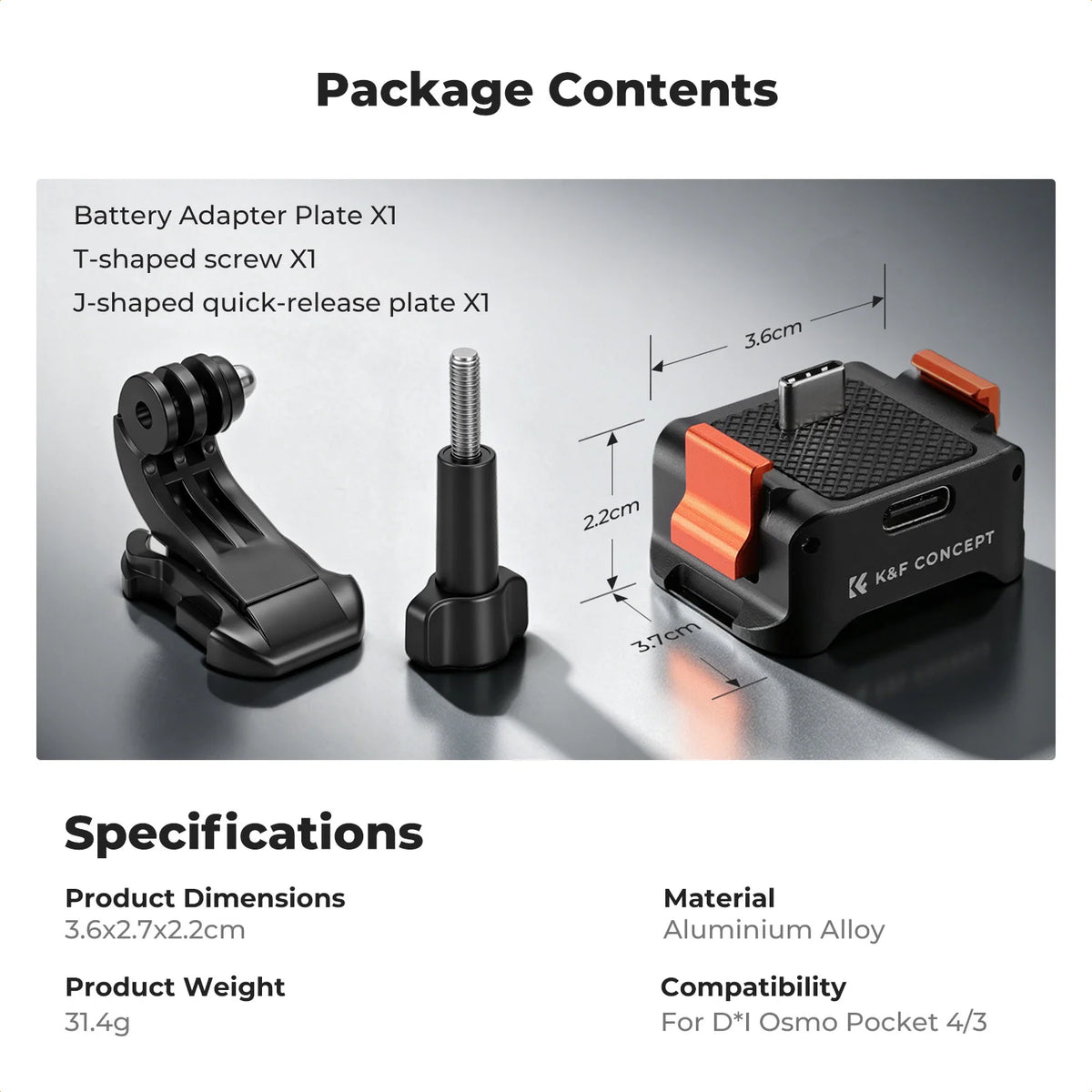 K&F Concept 360-Degree Rotatable DJI Osmo Pocket Charging Stand