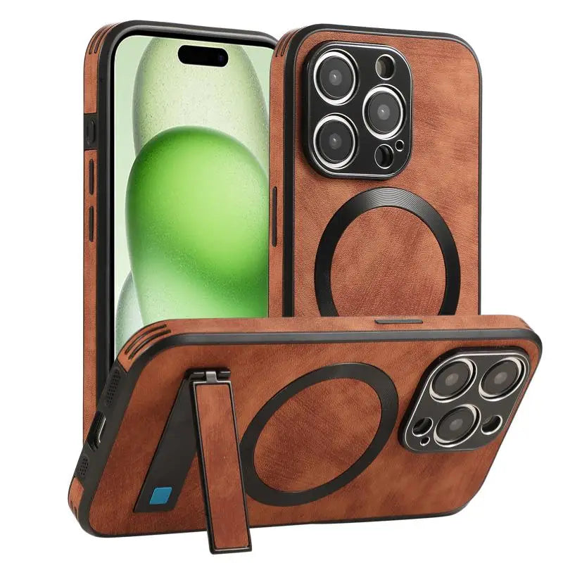 Matte PU Leather MagSafe Case for iPhone 16 Series