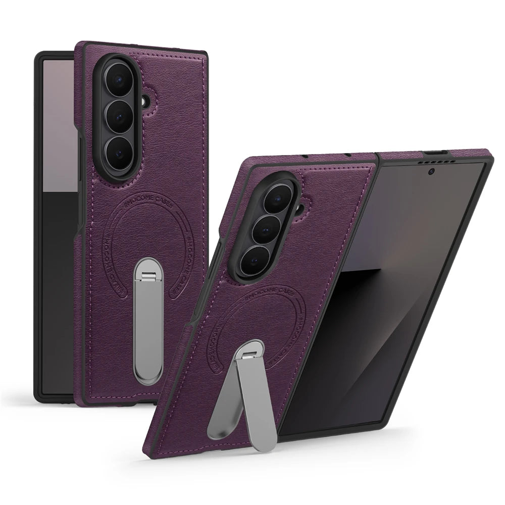 Premium Vintage Leather Magnetic Stand Case for Samsung Galaxy Z Fold 7