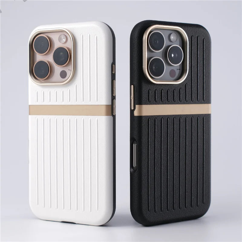 Elegant Suitcase Style PU Leather MagSafe Case for iPhone 16 Series