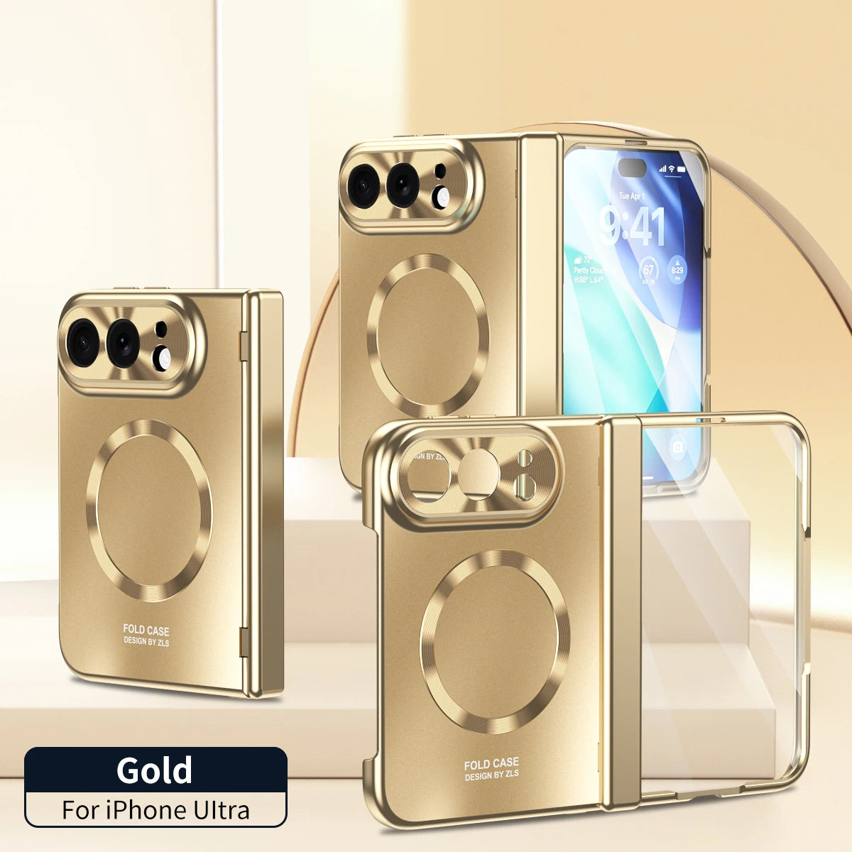 Electroplated Hinge Protection Case with Built-In Stand for iPhone Duo