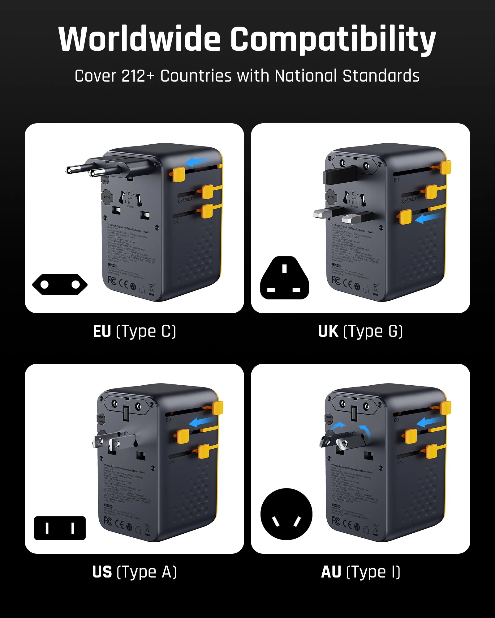 VOLTME 100W PD GaN Universal Travel Adapter