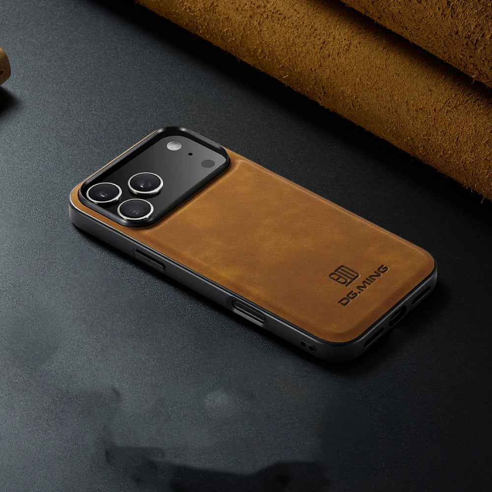 Elegant Shockproof Genuine Leather MagSafe Case for iPhone 17 Series