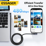 Essager 100W USB-C 90° Elbow Braided Charging Cable