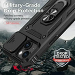 Military-Grade Armor Case with Rotating Ring Stand & Slide Camera Lens for iPhone 16 Series