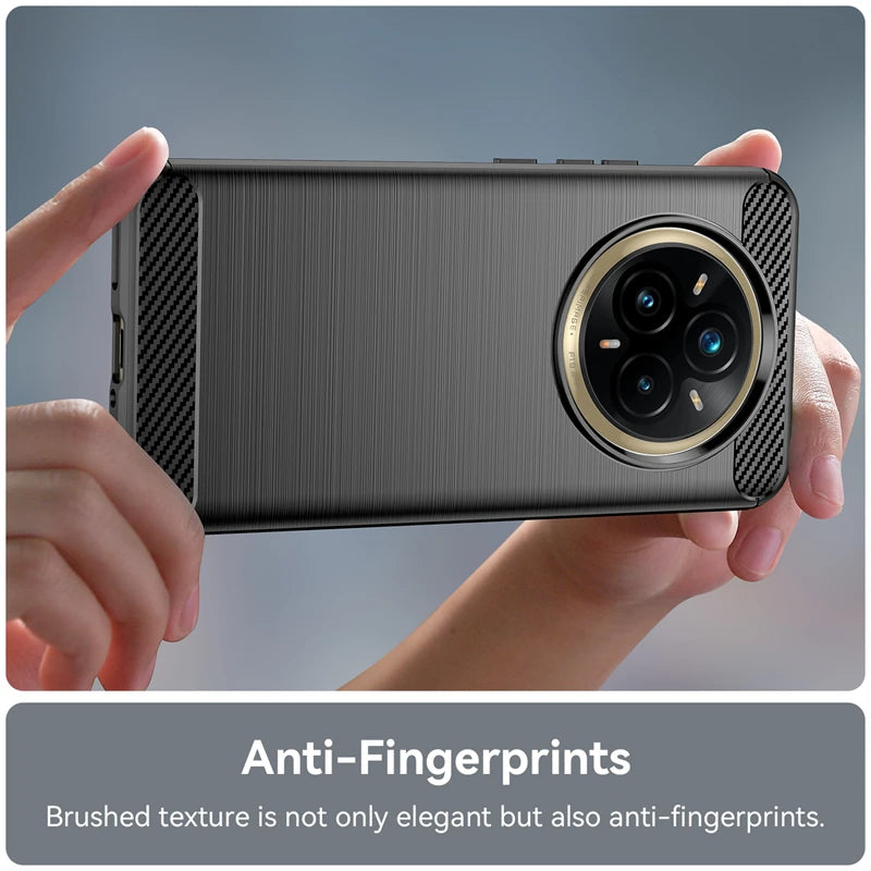 Shockproof Carbon Fiber Pattern Silicone Case for Realme 14 Pro Plus