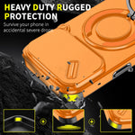 Durable Heavy Duty Case with Camera Slide Cover & Magnetic Ring Kickstand for iPhone 17 Series