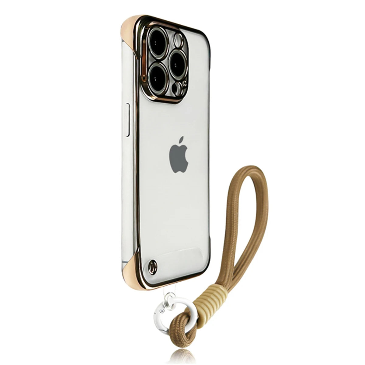 Premium Transparent Frameless Case with Anti-Lost Wrist Strap for iPhone 16  Series