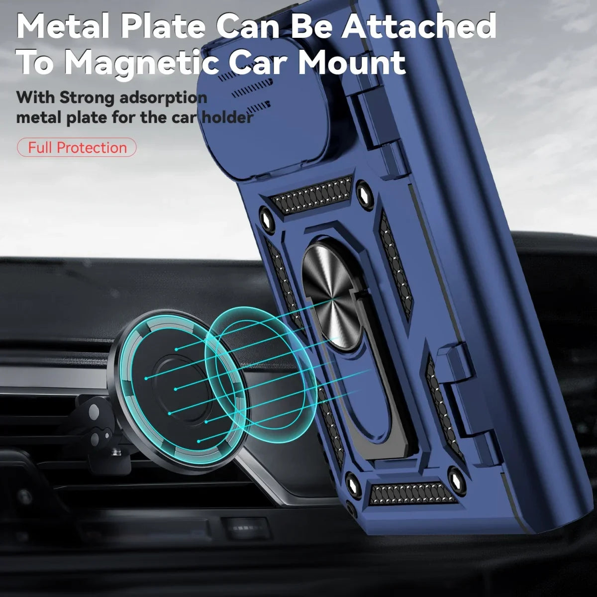 Military-Grade Case with Flip Camera Cover and Rotating Ring Stand for iPhone Duo