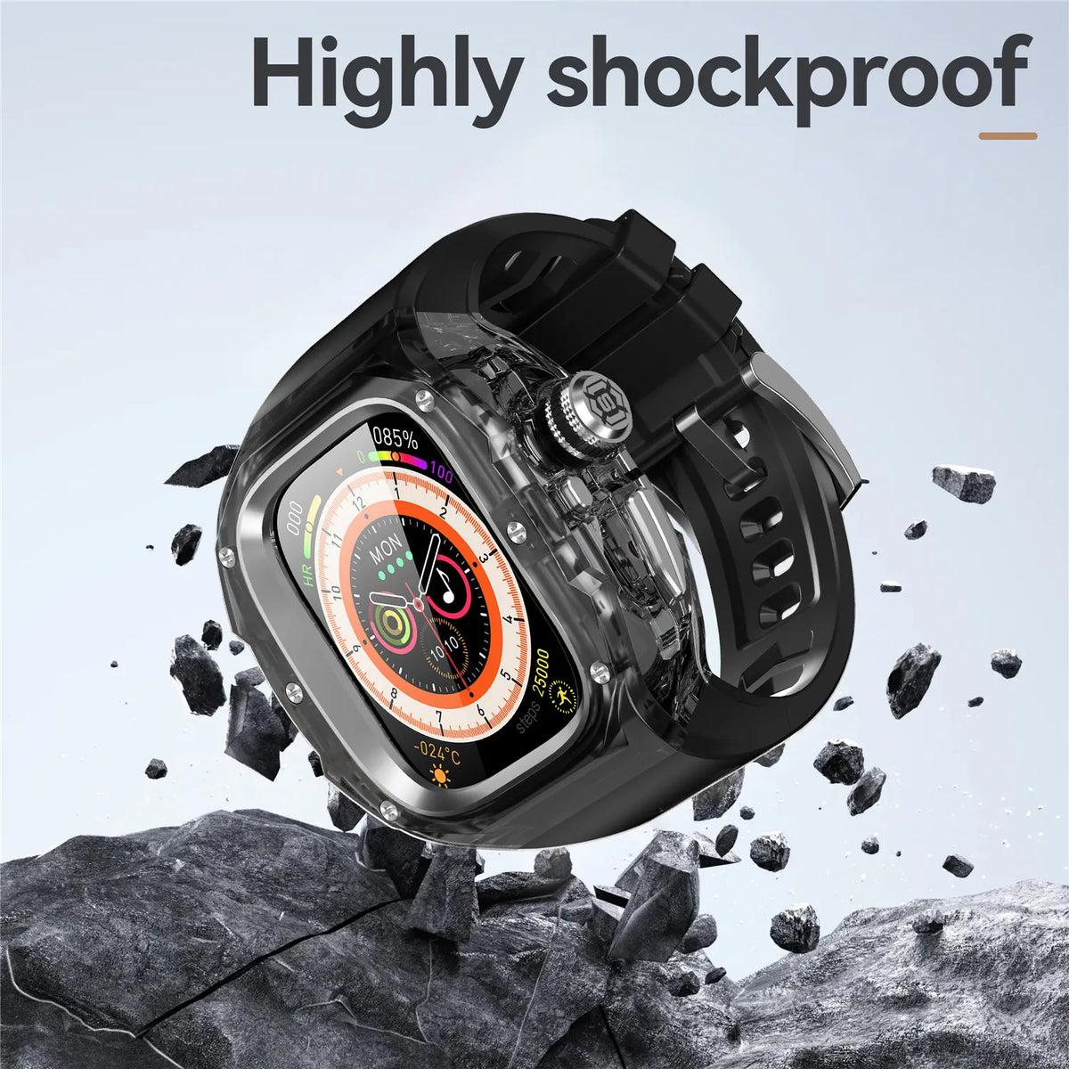 Clear Rugged Case with Silicone Band for Apple Watch Ultra