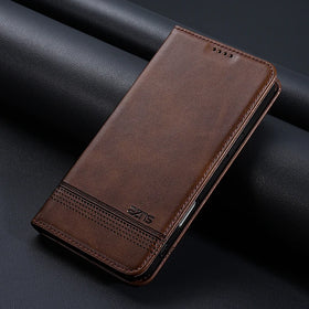 Leather Flip Wallet Case with Magnetic Closure for iPhone 17 Series