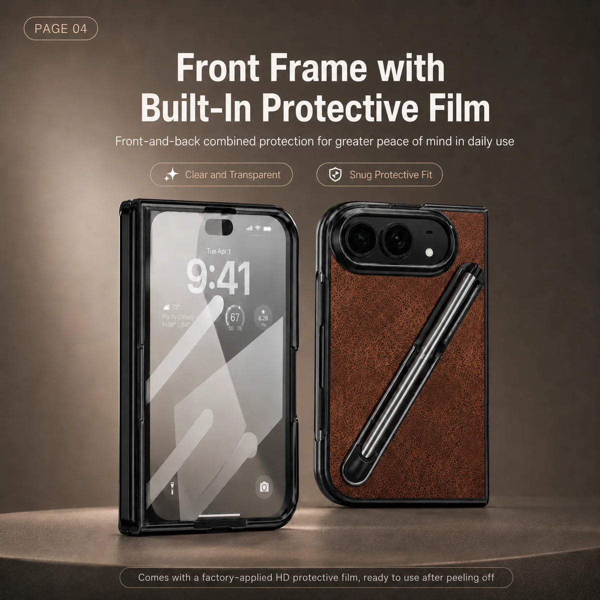 Vegan Leather Foldable Case With Built-In Capacitive Stylus for iPhone Duo