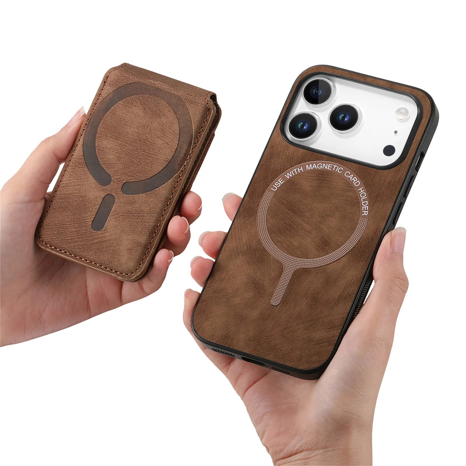 Premium 2-in-1 MagSafe Leather Wallet Case with Multi-Functional Card Holder & Ring for iPhone 17 Series