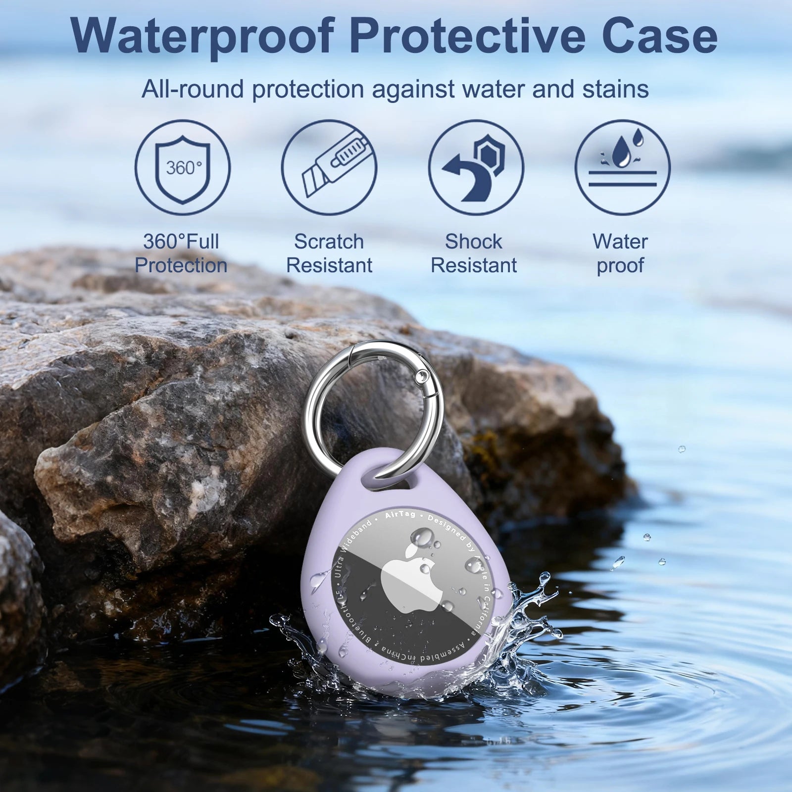 Waterproof TPU Case with Keychain for Apple AirTag